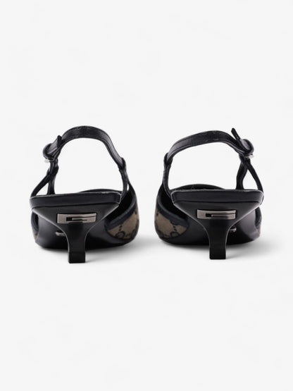 Gucci GG Slingback Pumps 35mm GG Supreme / Navy Blue Fabric EU 35 UK 2