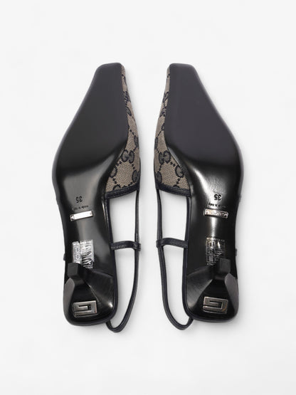 Gucci GG Slingback Pumps 35mm GG Supreme / Navy Blue Fabric EU 35 UK 2