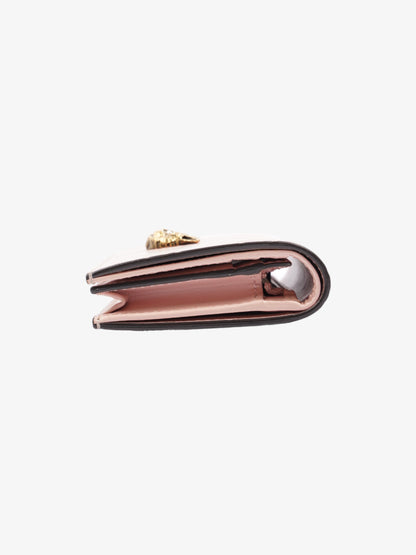 Gucci Signature Crystal Cat Wallet Card Holder Candy Pink Leather