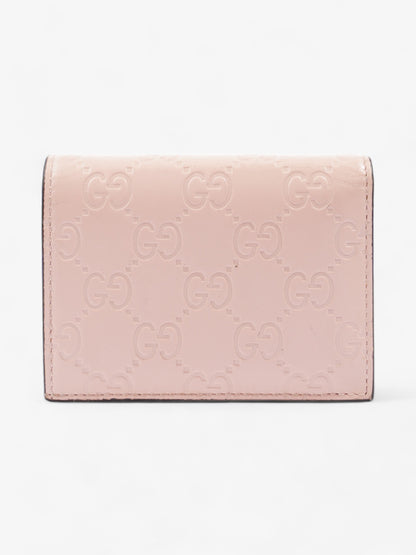 Gucci Signature Crystal Cat Wallet Card Holder Candy Pink Leather