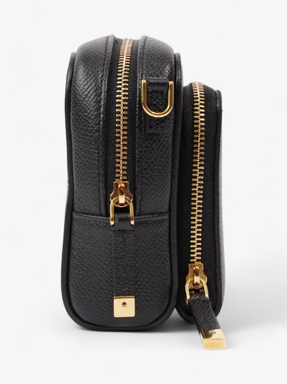 Christian Dior Caro Double Pouch Bag Black Leather