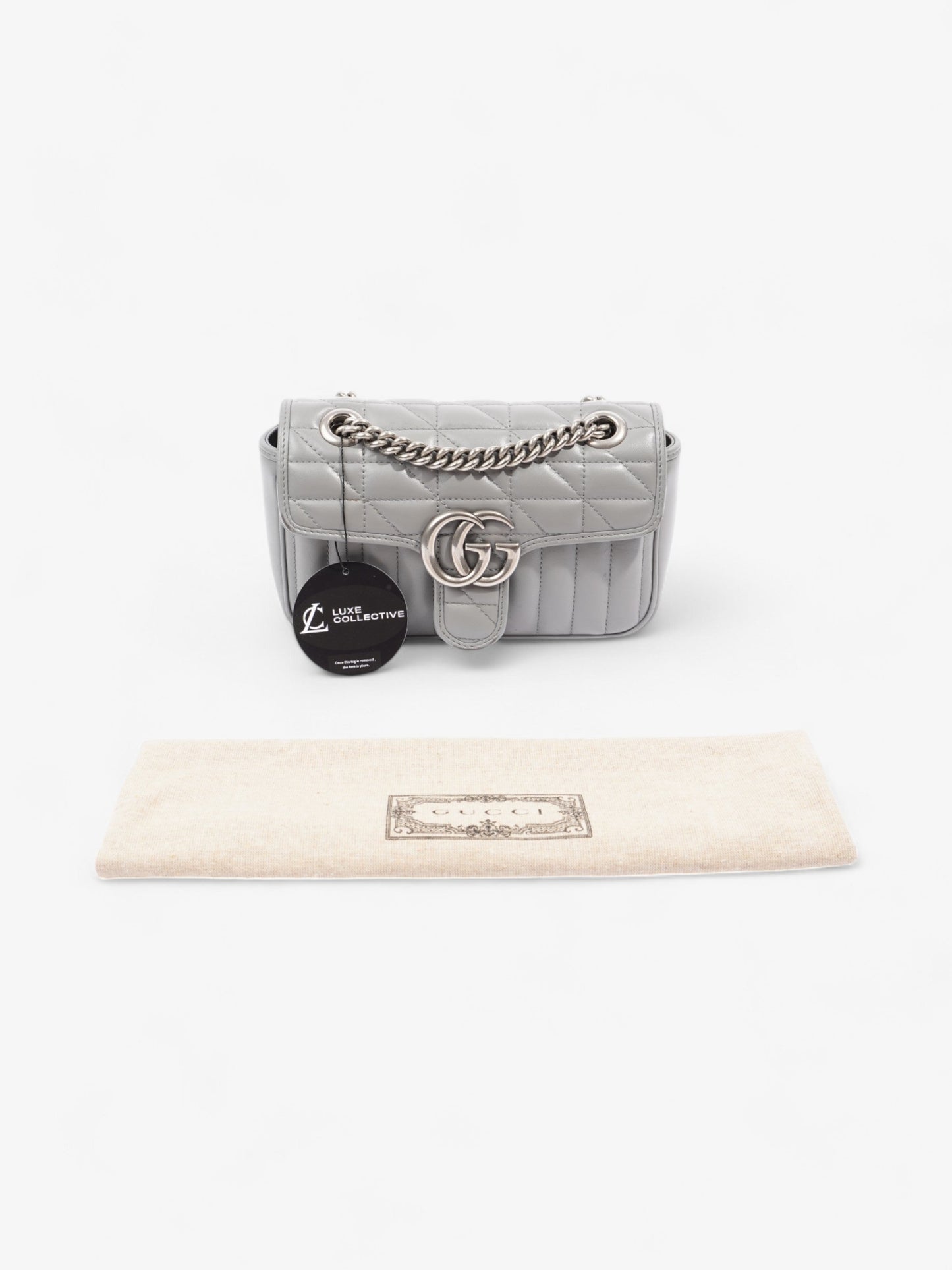 Gucci GG Marmont Flap Grey Matelasse Leather Mini