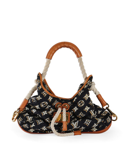LOUIS VUITTON Navy Blue Monogram Nylon Limited Edition Bulles MM Bag