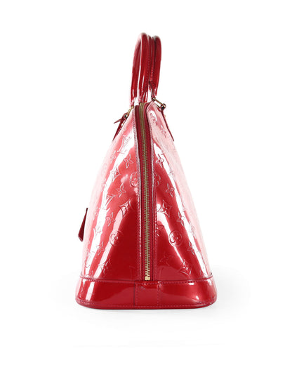 LOUIS VUITTON Red Patent Leather Alma GM Bag