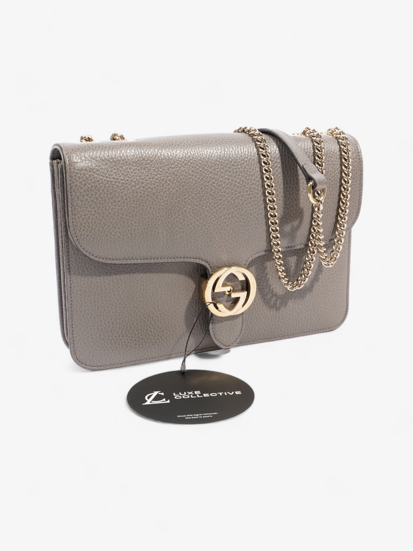 Gucci Interlocking GG Chain Grey Calfskin Leather