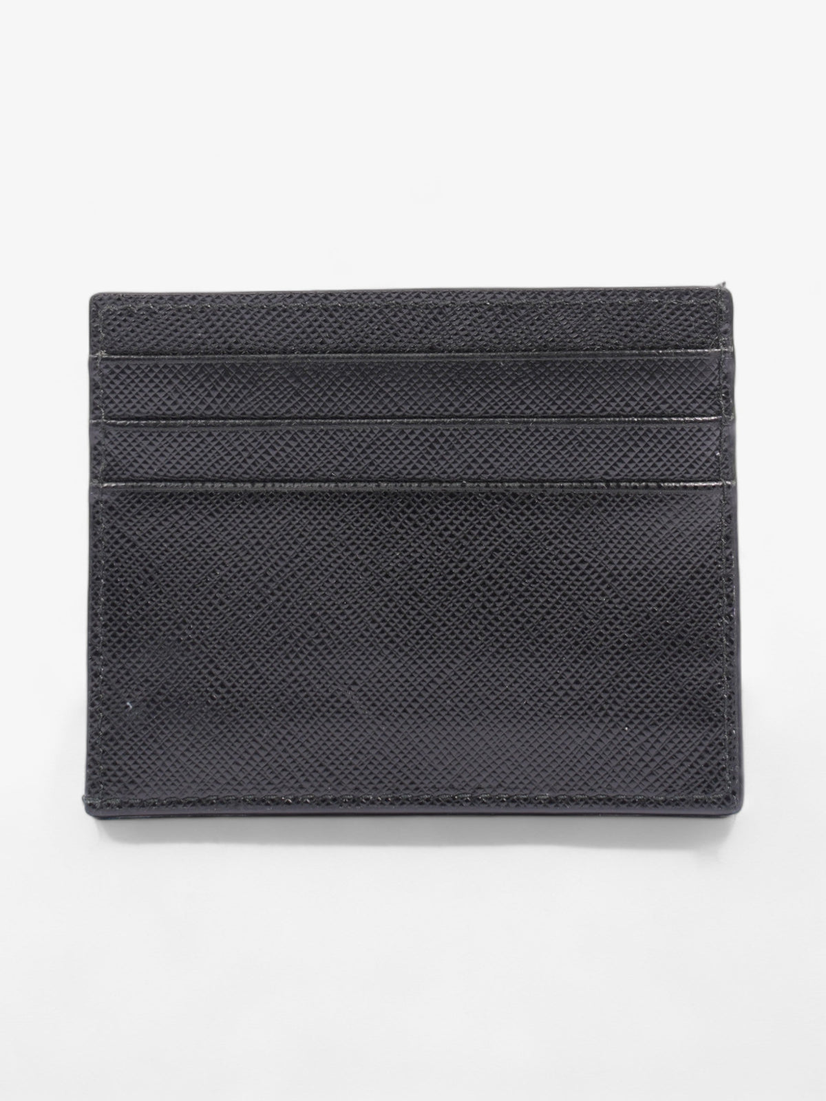 Prada Triangle Card Holder Black Saffiano Leather
