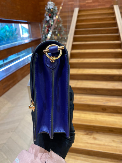 Pre-owned Hermes Roulis Mini M3 Ink Blue Swift Leather Golden Hardware, 2019