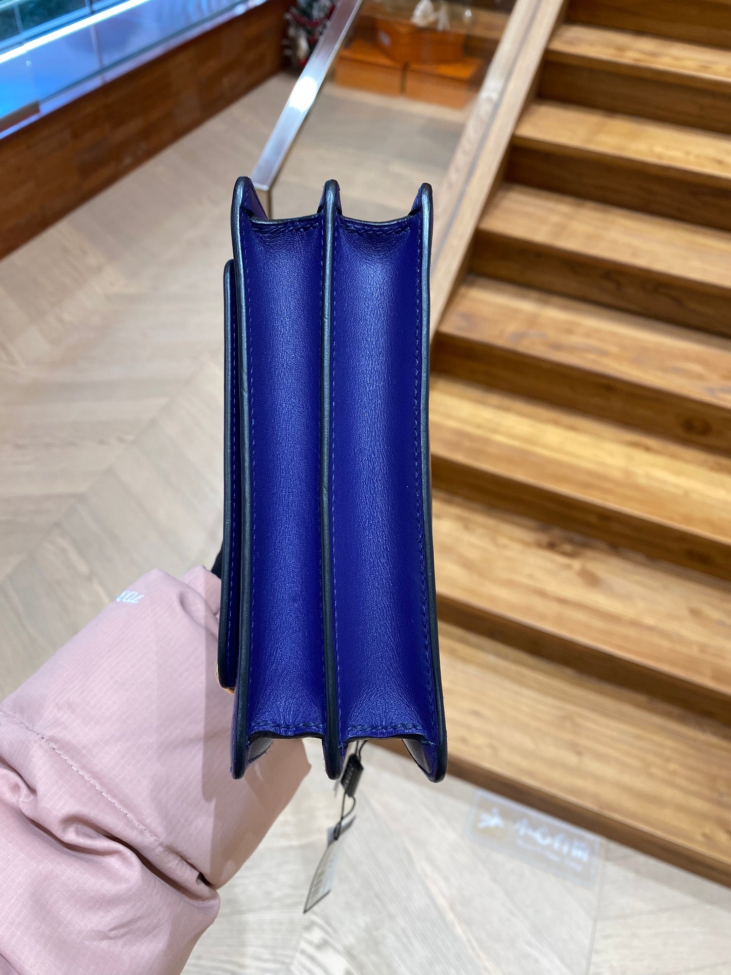 Pre-owned Hermes Roulis Mini M3 Ink Blue Swift Leather Golden Hardware, 2019