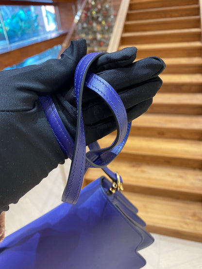 Pre-owned Hermes Roulis Mini M3 Ink Blue Swift Leather Golden Hardware, 2019