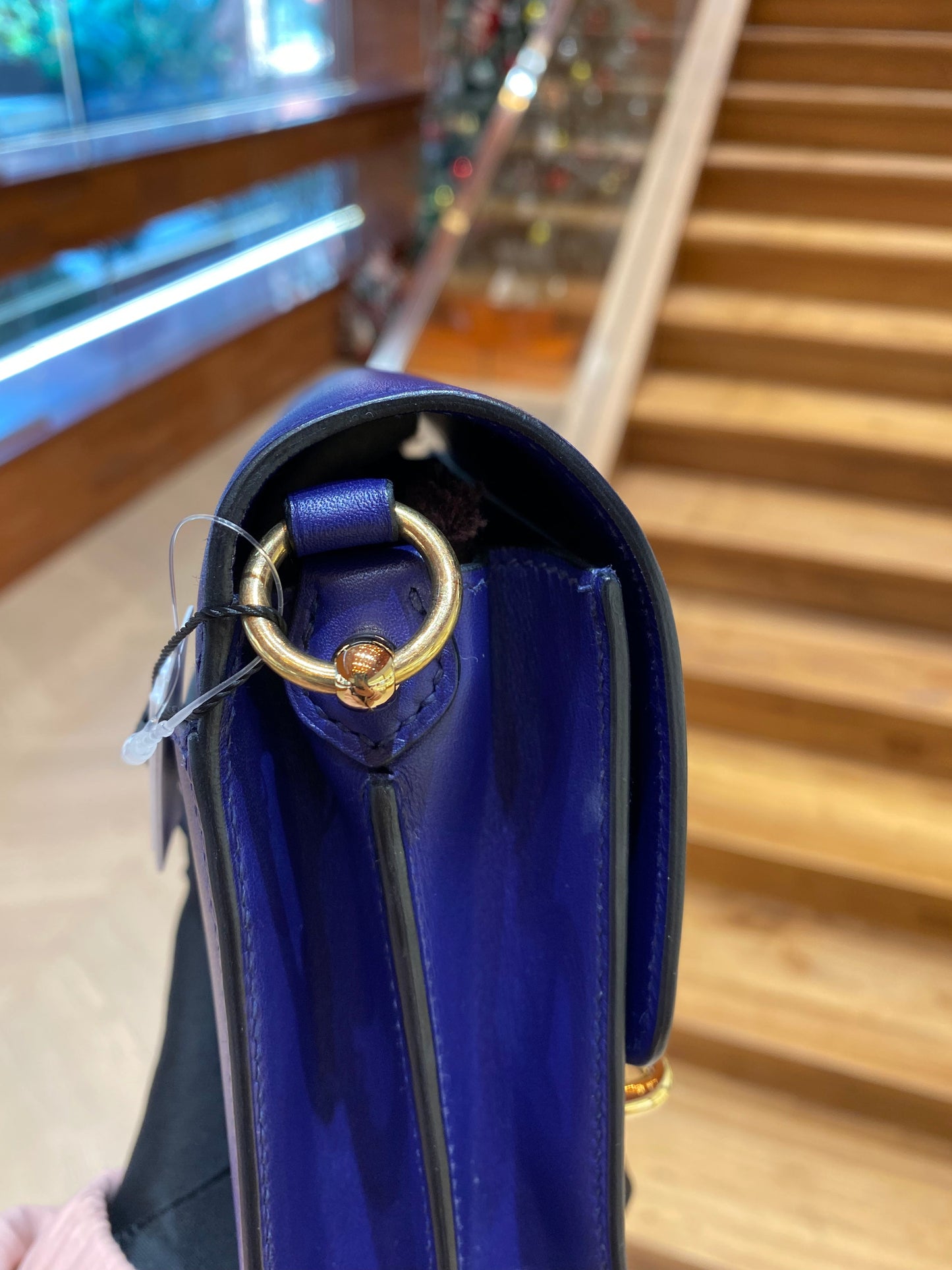 Pre-owned Hermes Roulis Mini M3 Ink Blue Swift Leather Golden Hardware, 2019