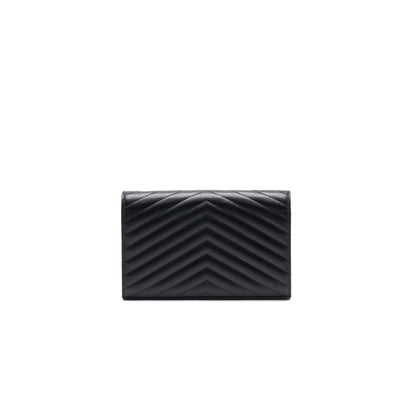 Saint Laurent Envelope Chain Wallet Black SHW