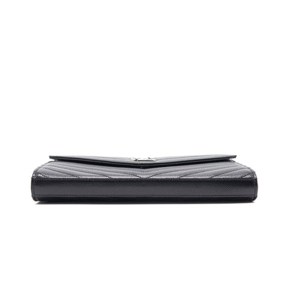 Saint Laurent Envelope Chain Wallet Black SHW