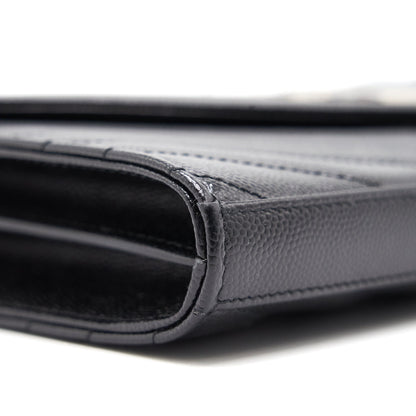Saint Laurent Envelope Chain Wallet Black SHW