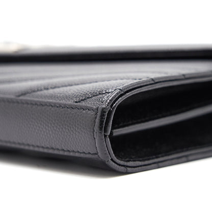 Saint Laurent Envelope Chain Wallet Black SHW