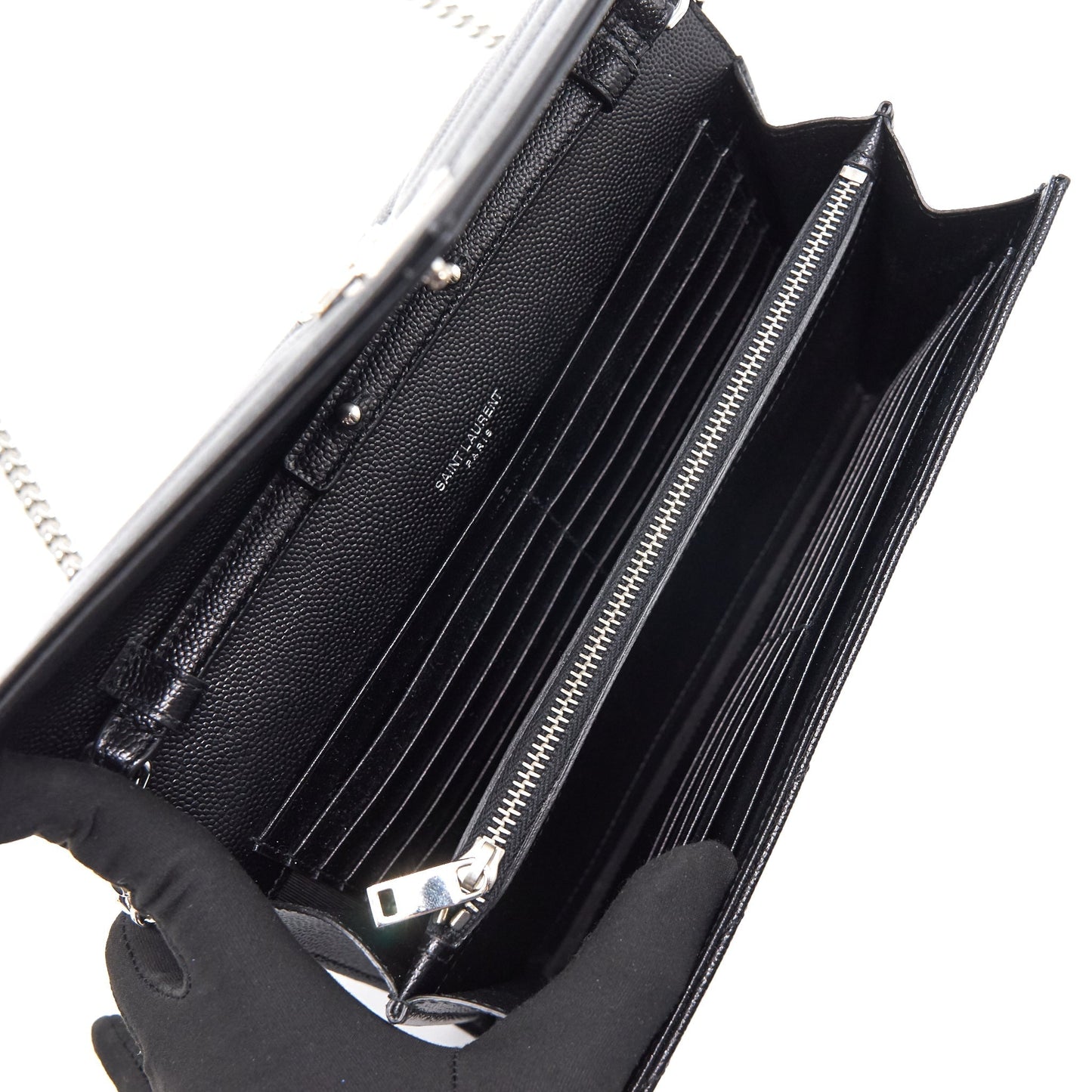 Saint Laurent Envelope Chain Wallet Black SHW