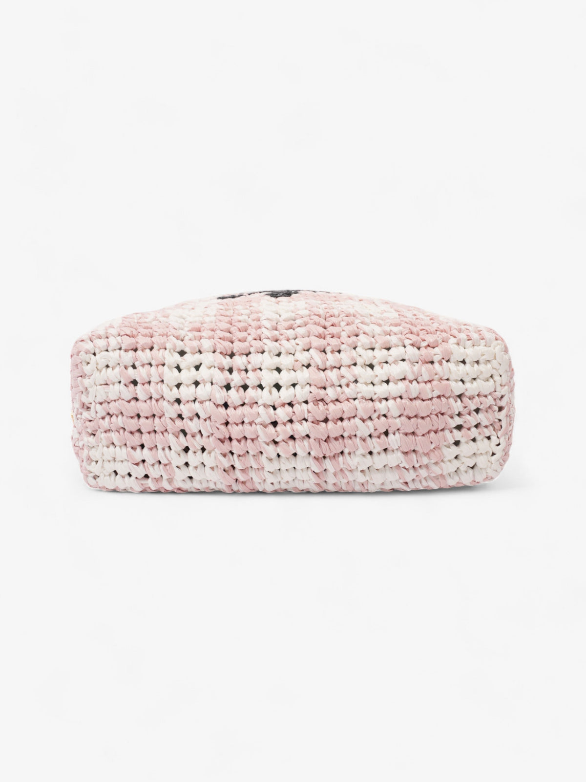 Prada Logo Tote Bag Pink / White / Black Raffia Small