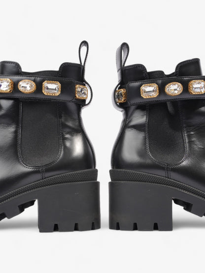 Gucci GG Crystal Ankle Boots  Black / Gold Leather EU 37.5 UK 4.5