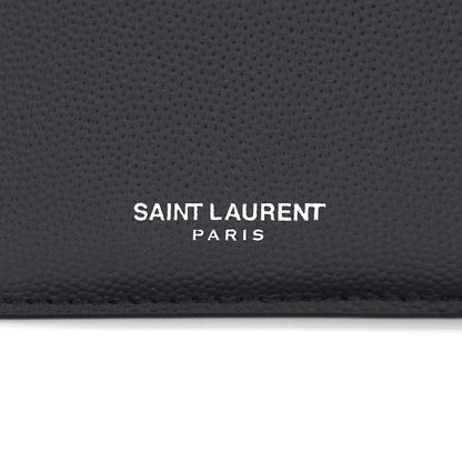 Saint Laurent Fragments Zipped Card Case in Grained Leather