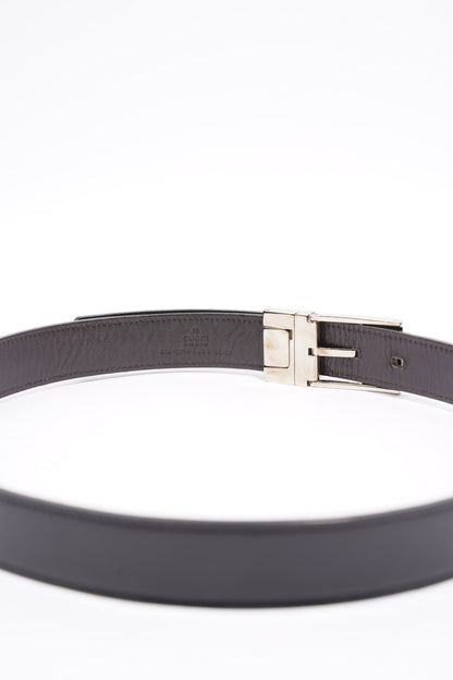 Gucci Square Buckle Belt Black Leather 80cm 32"