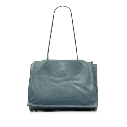 Blue Prada Glace Calf Etiquette Tote
