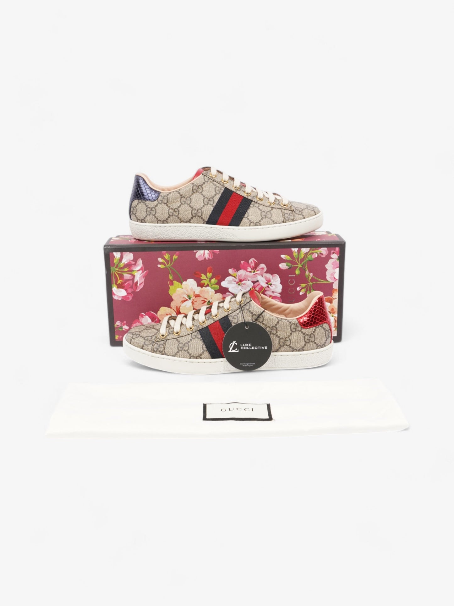 Gucci GG Supreme Ace Beige  / Navy / Red Canvas EU 38 UK 5