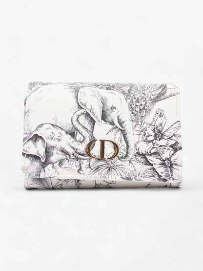 Christian Dior Caro Elephant Wallet Black / White Coated Canvas