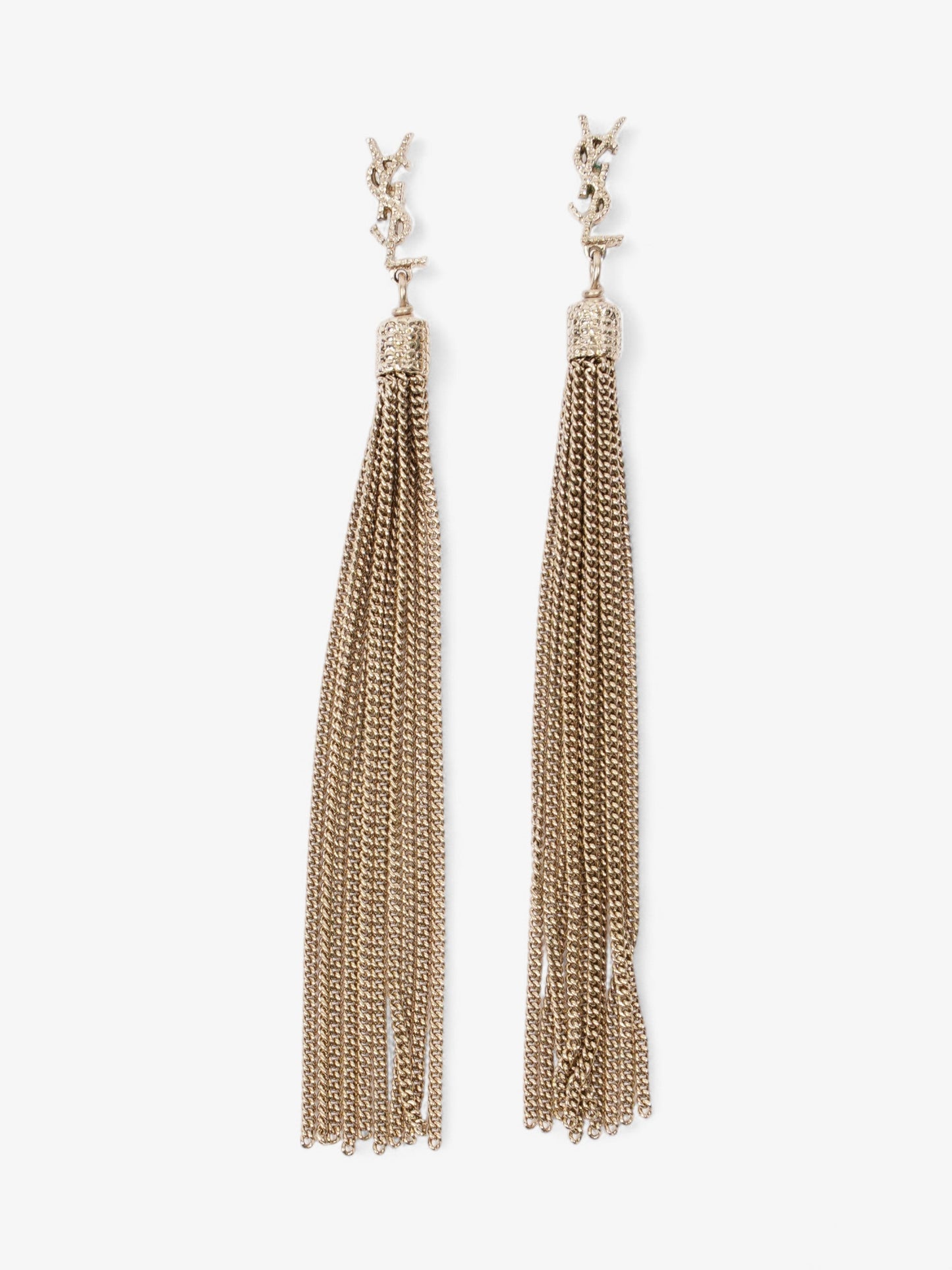 Saint Laurent Cassandre Tassel Earrings Gold Brass
