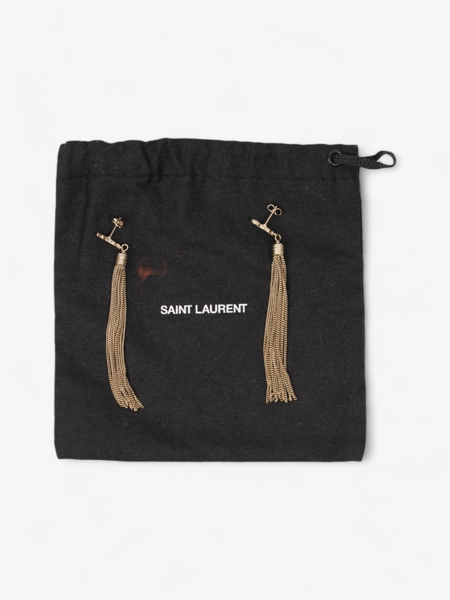 Saint Laurent Cassandre Tassel Earrings Gold Brass