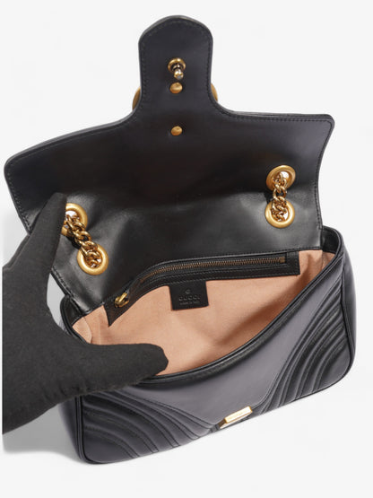 Gucci GG Marmont Flap Black Matelasse Leather Small