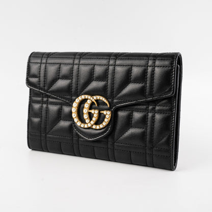 Gucci Pearl GG Black Wallet On Chain WOC