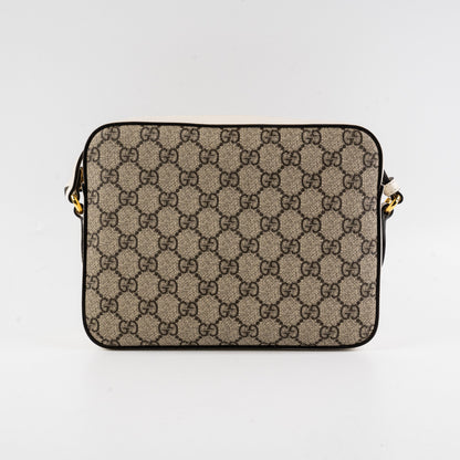 Gucci Horsebit Monogram White Crossbody Bag
