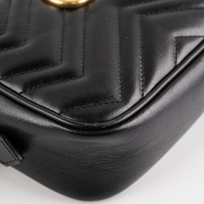 ITEM 12 - Gucci Mini Marmont Black Leather Camera Crossbody Bag