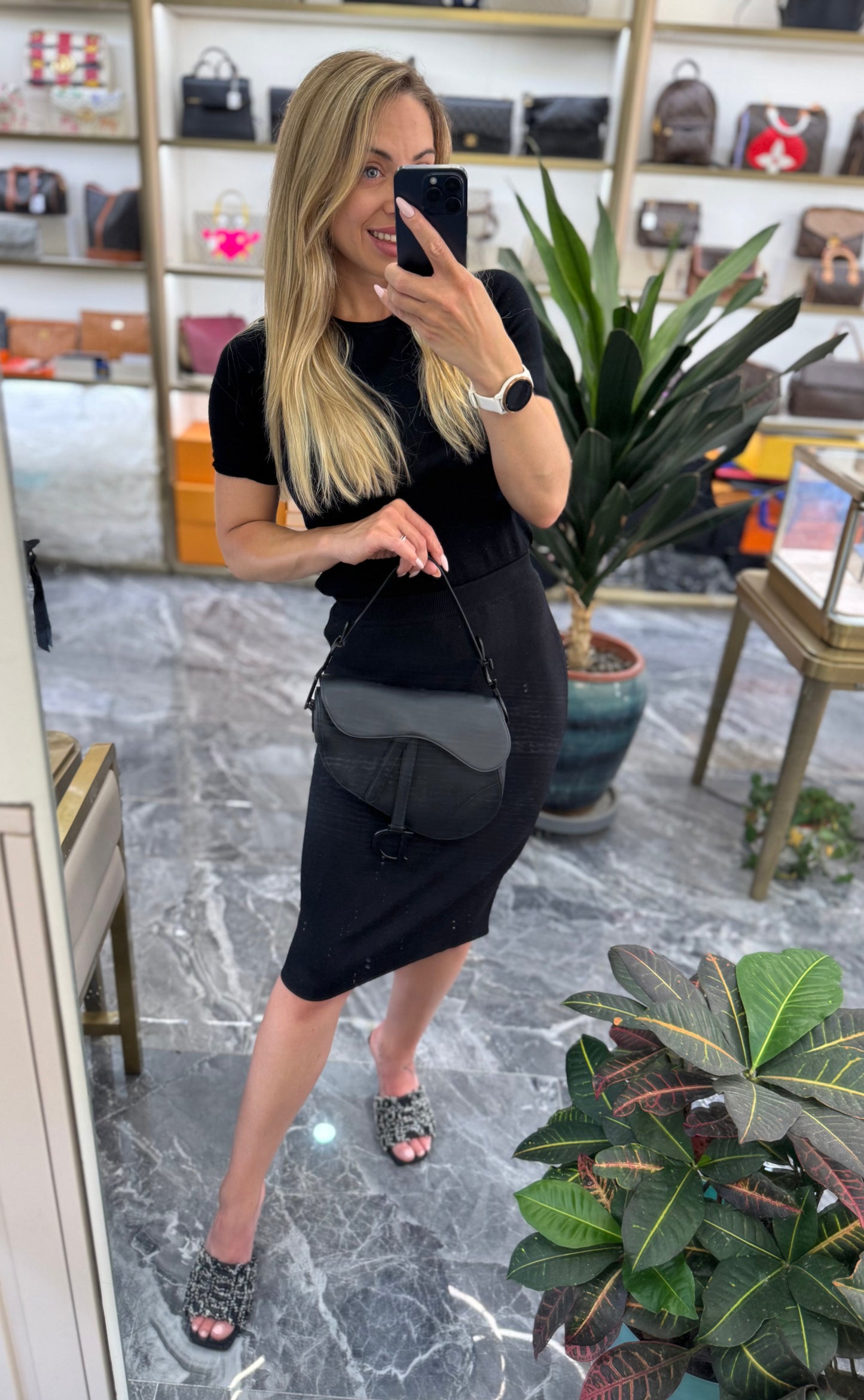 Pre-owned Certified Dior Saddle Medium So Black Matte Calfskin, 2022, w/ dust bag