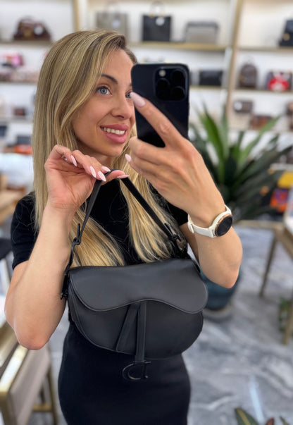 Pre-owned Certified Dior Saddle Medium So Black Matte Calfskin, 2022, w/ dust bag