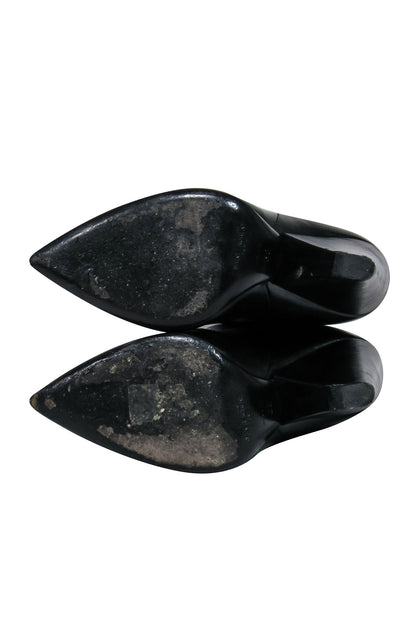 Saint Laurent - Black Crinkle Leather OTK Boots Sz 8