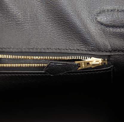 Hermes Birkin 35 Black Shiny Porosus Crocodile Gold Hardware