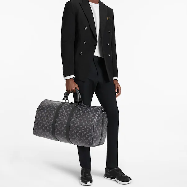 Louis Vuitton Keepall 55 Bandouliere Duffel Bag Monogram Eclipse Canvas