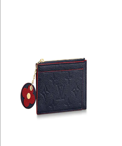 Louis Vuitton Zipped Card Holder Monogram Navy Red