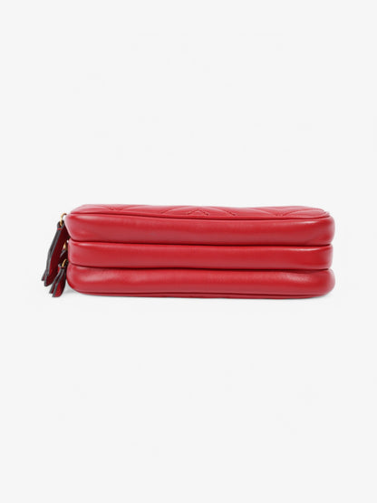 Gucci GG Marmont Chain Hibiscus Red Calfskin Leather Mini