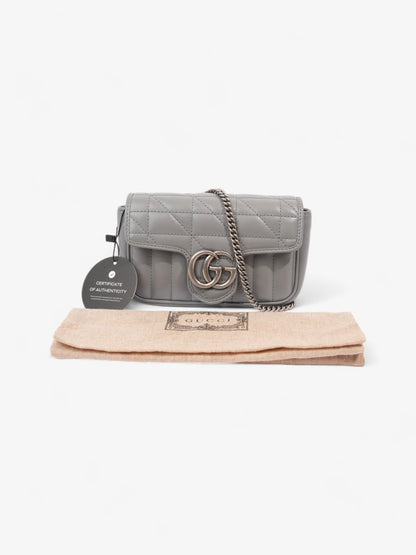 Gucci GG Marmont Grey Matelasse Leather Super Mini