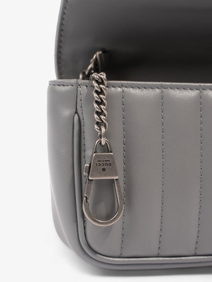 Gucci GG Marmont Grey Matelasse Leather Super Mini