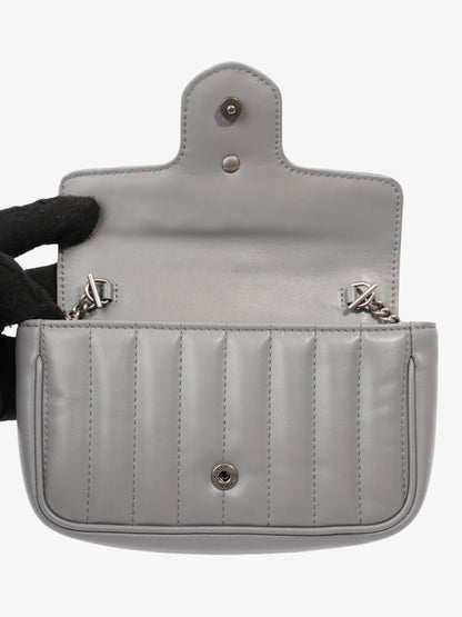 Gucci GG Marmont Grey Matelasse Leather Super Mini