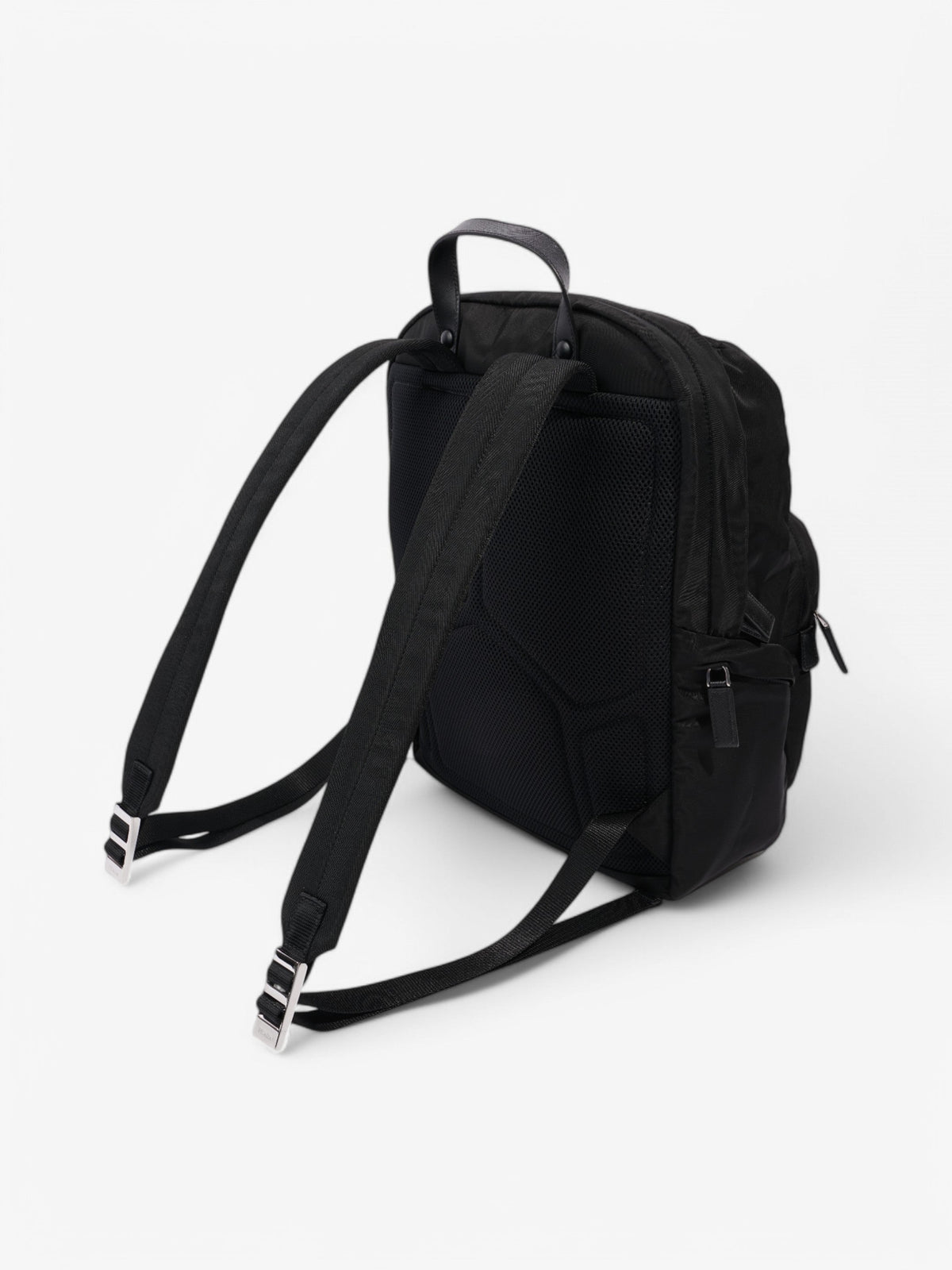 Prada Triangle Logo Backpack Black Re Nylon