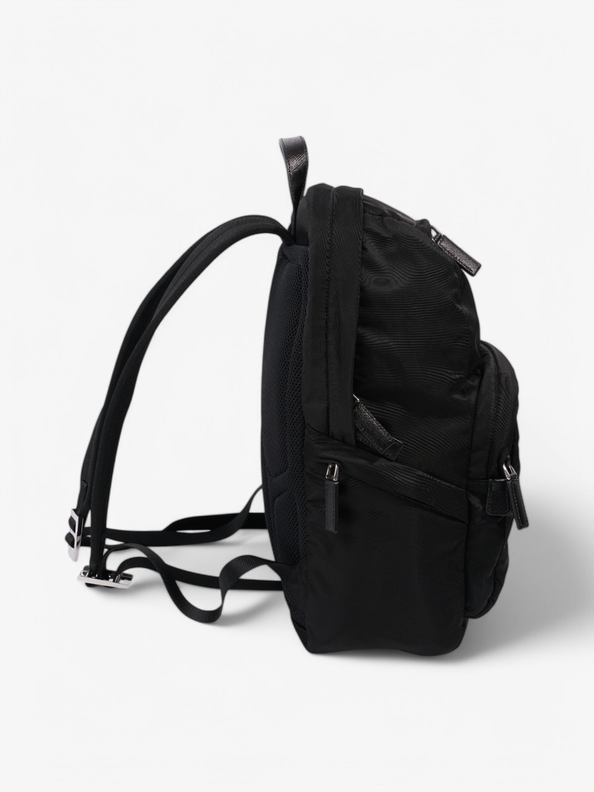 Prada Triangle Logo Backpack Black Re Nylon