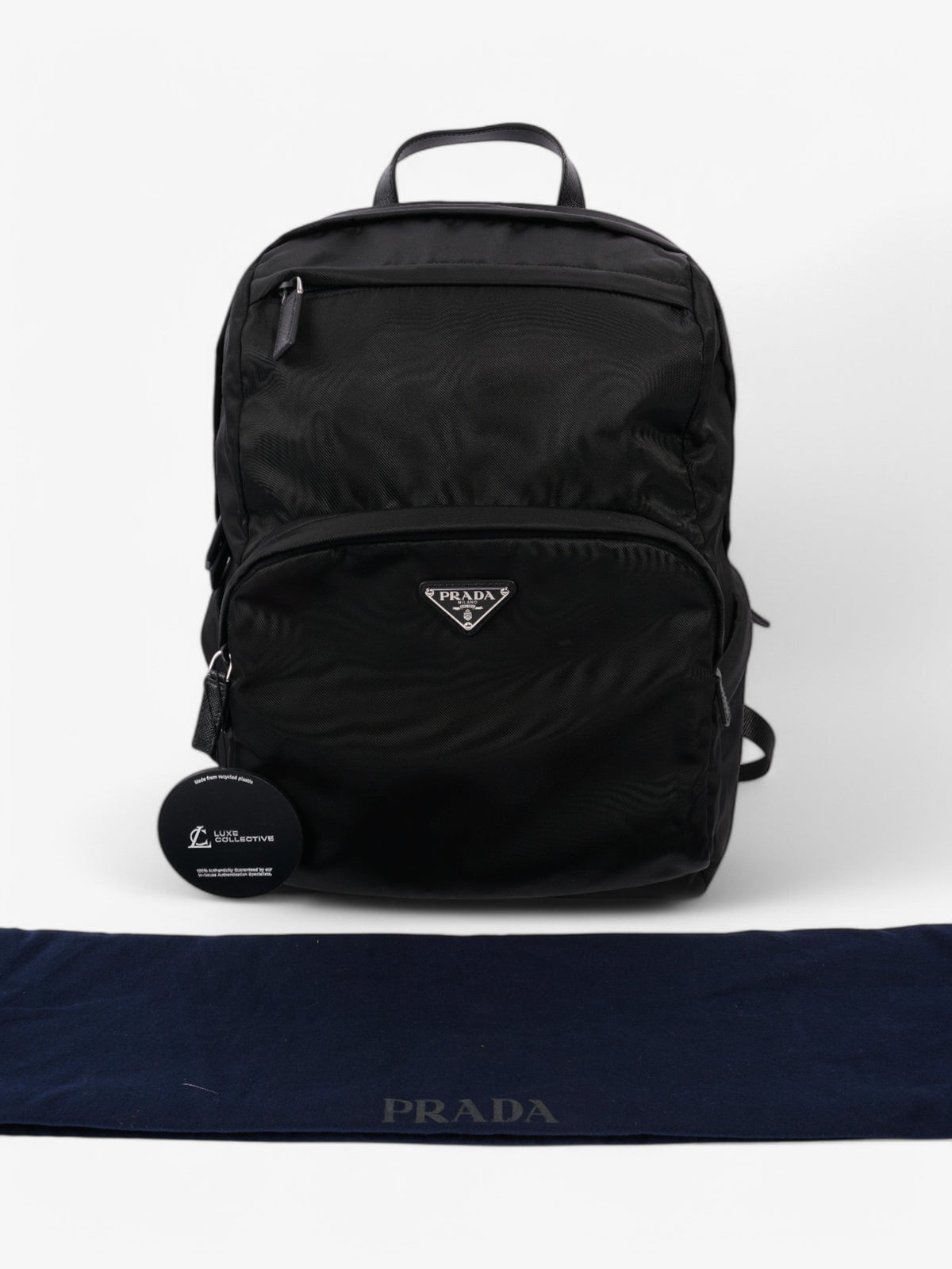 Prada Triangle Logo Backpack Black Re Nylon