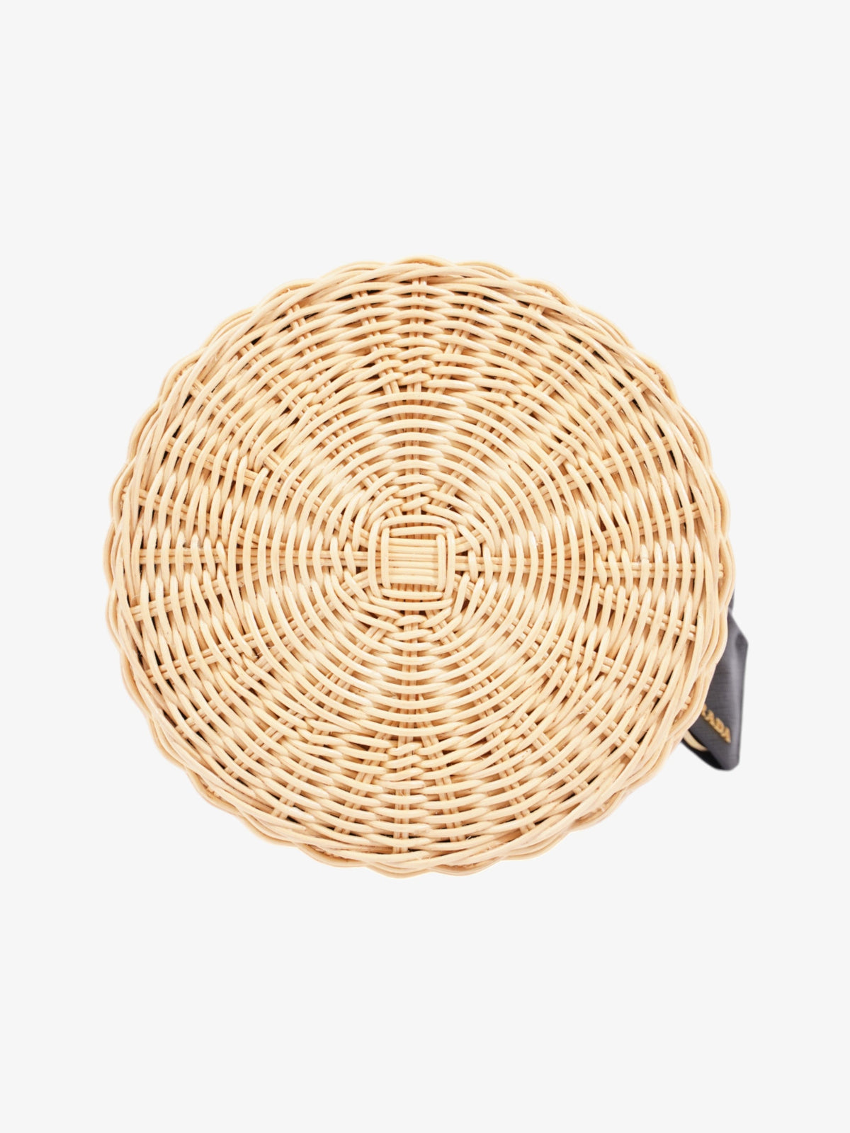 Prada Wicker Bucket Bag Black / Natural Canvas