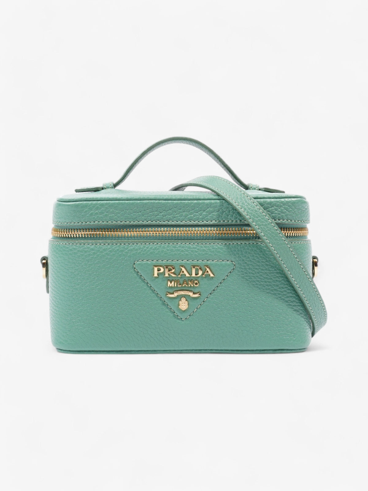 Prada Top Handle Bag Green Calfskin Leather Mini