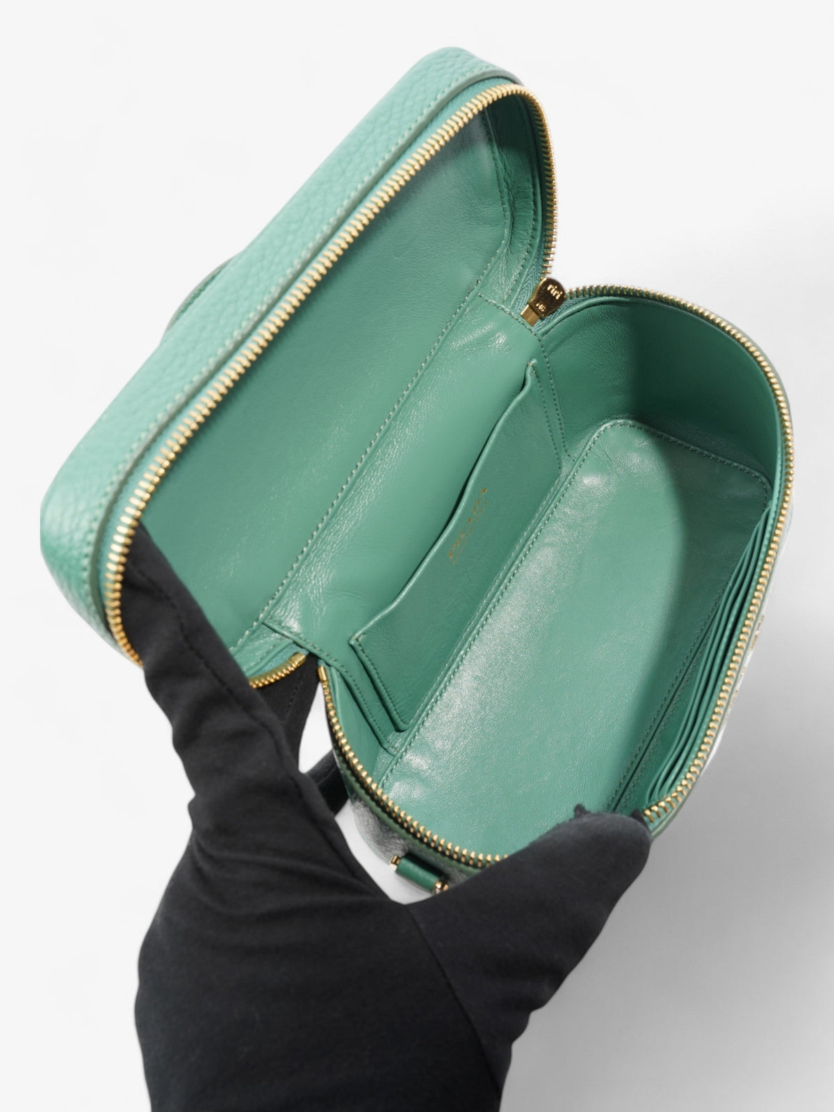 Prada Top Handle Bag Green Calfskin Leather Mini