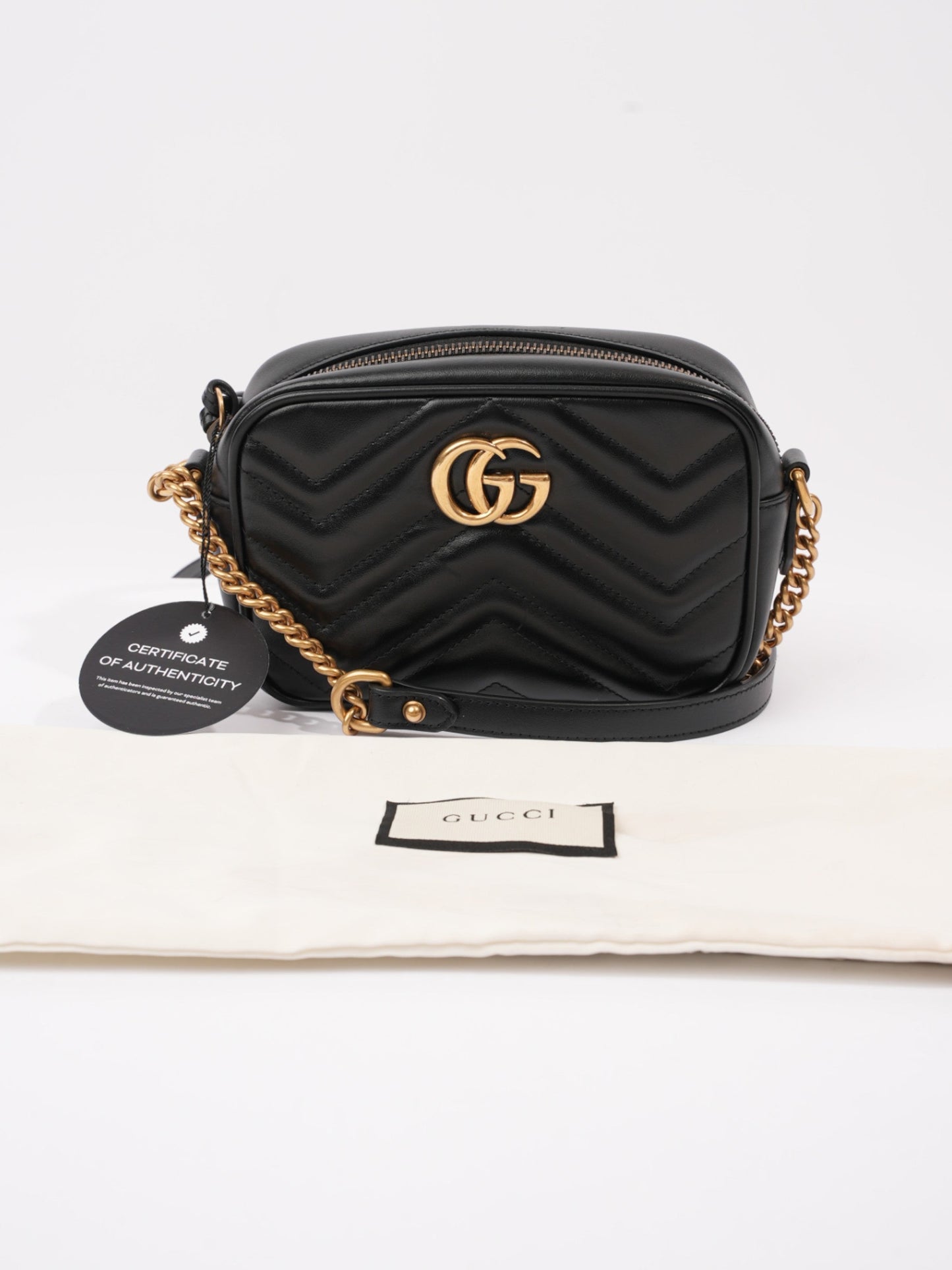 Gucci GG Marmont Black Matelasse Leather Mini