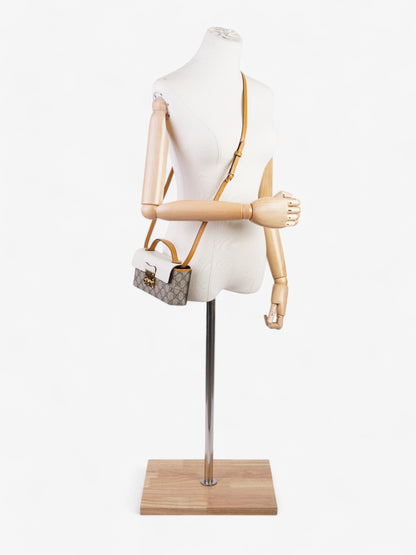 Gucci Padlock Top Handle GG Supreme / Cream / Mustard Calfskin Leather Mini